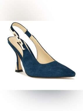 Nine West Women's Veroni Stiletto Slingback Dress Pumps Dark Teal Blue size 6